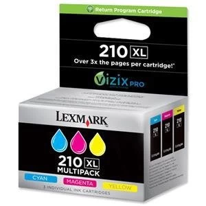Image of Lexmark 210XL Colour Return Program Ink Pack CMY