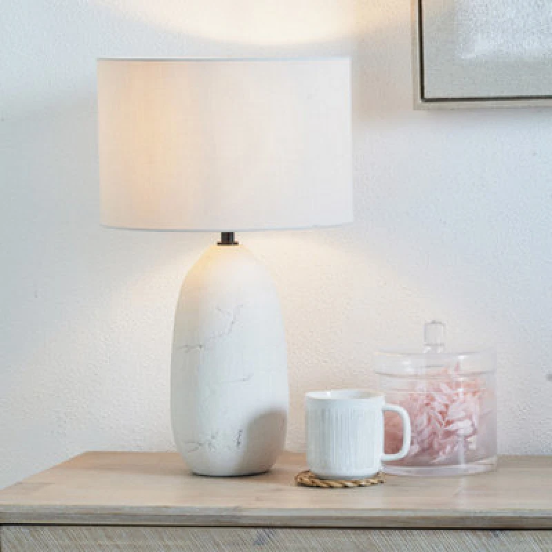 Image of Pacific Lifestyle White Vintage Textured Ceramic Table Lamp