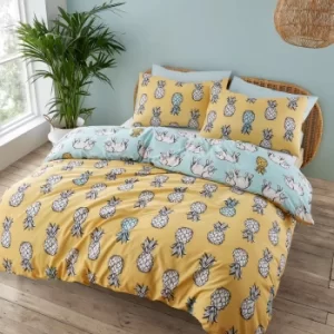 Image of Pineapple Elephant Tupi Pineapple Duvet Cover and Pillowcase Set MultiColoured