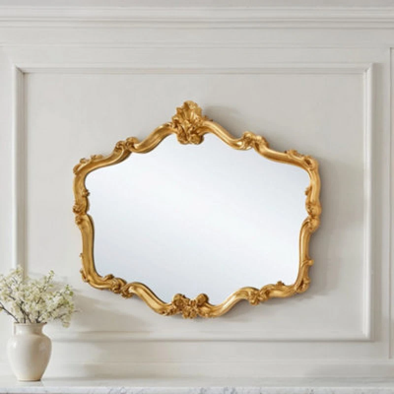 Image of Yearn Mirrors Yearn Mirrors Regency Decorative Landscape Mirror Gold in Metallic Gold Metallic Gold One Size Unisex 0756406343790