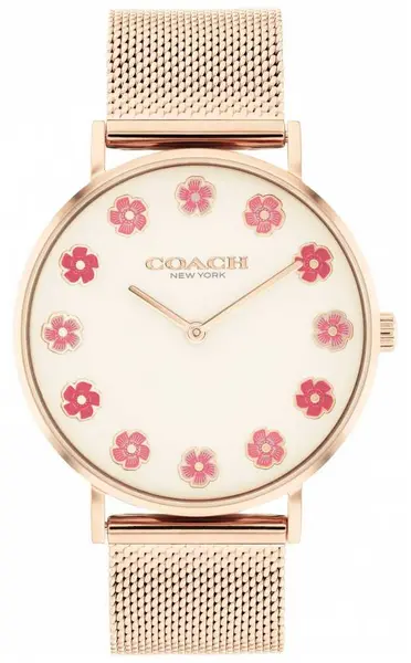 Image of Coach 14504101 Womens Perry White Dial Pink Flowers Watch