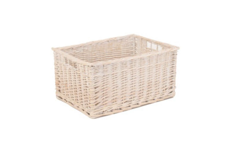Image of Red Hamper St002-03 Wicker White Wash Storage Open Basket Large