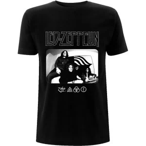 Image of Led Zeppelin - Icon Logo Photo Unisex Medium T-Shirt - Black