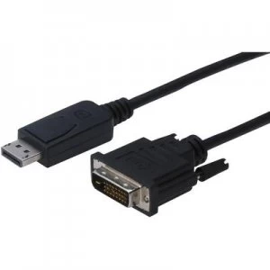 Image of Digitus DisplayPort / DVI Cable 1m screwable Black [1x DisplayPort plug - 1x DVI plug 25-pin]