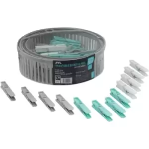 Image of JVL Collapsible Plastic Peg Basket Collapsible with 150 Strong Hold Pegs