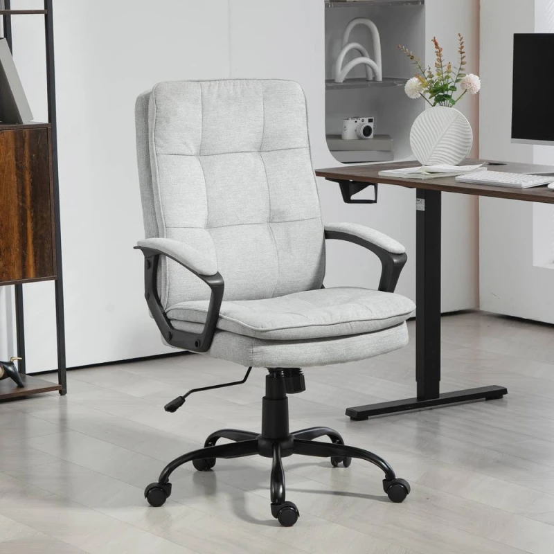 Image of HOMCOM Office Chair, Computer Desk Chair with Dual-Layer Padding in Grey Grey Unisex