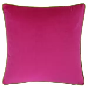 Image of Meridian Velvet Cushion Hot Pink/Lime