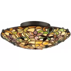 Image of 2 Bulb Flush Light Low Ceiling Vintage Bronze LED E27 60W Bulb