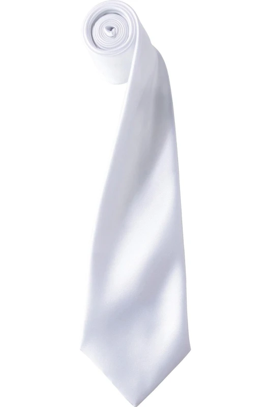 Image of Premier Premier Men Plain Satin Tie (Narrow Blade) in White White One Size Male 5055805451873