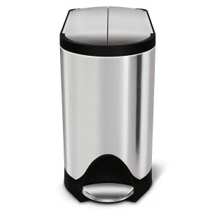 Image of Simplehuman 10 Litre Butterfly Pedal Bin - Brushed Steel