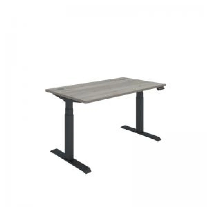Image of Polaris Dual Motor Sit/Stand Desk 1400x800 Grey Oak/Black KF800113