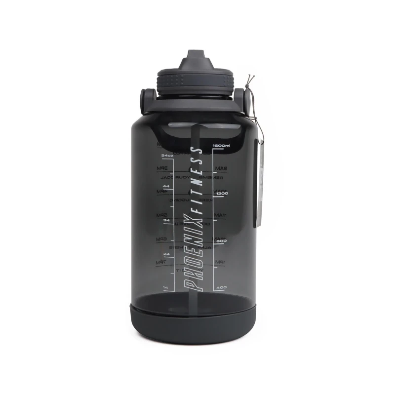 Image of Phoenix Fitness 2 Litre Motivational Water Bottle with Straw in Grey Size: 2L Grey Unisex 2L