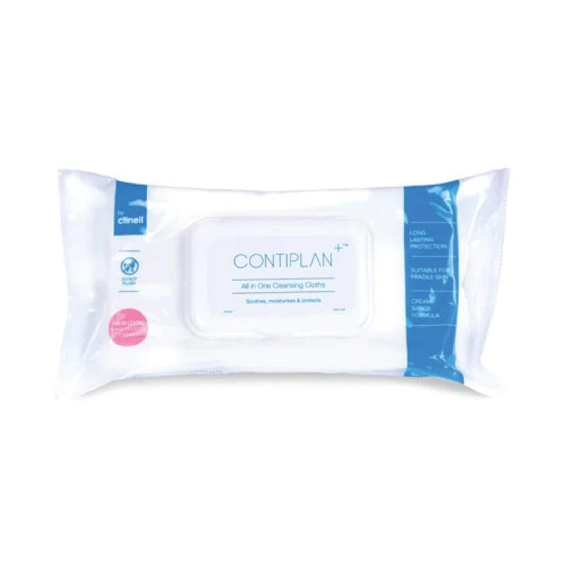 Image of Clinell Contiplan 3-in-1 Continence Cream Cloths 25 Wipes CON25