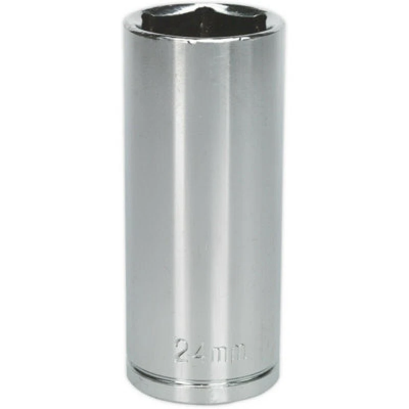 Image of Loops 24mm Chrome Plated Deep Drive Socket - 1/2" Square Drive High Grade Carbon Steel Metallics