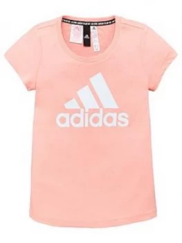 Image of adidas Young Girls Badge of Sport T-Shirt - Pink, Size 13-14 Years, Women