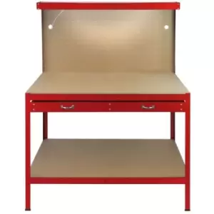Image of Monster Racking - Garage Workbench Red Pegboard Drawer Shelves LED Light Heavy Duty - Red