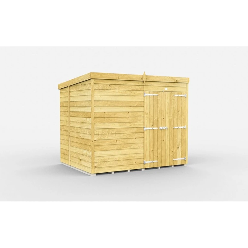 Image of Buttercup Farm 8 x 6 Feet Pent Shed - Double Door W/O Windows - L178 x W243 x H201cm in Brown Brown Unisex