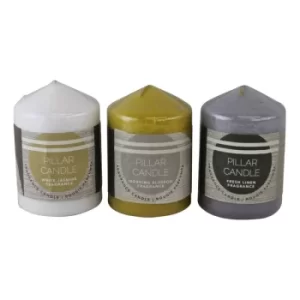 Image of Set of 3 Multi Coloured & Fragranced Abstract Pillar Candles, Small