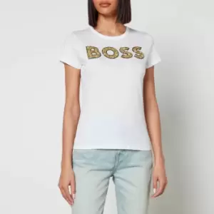 Image of BOSS Eventsa Logo-Sequined Cotton-Jersey T-Shirt - M