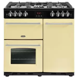 Image of Belling 444411734 90cm Farmhouse X90G Double Oven Gas Cooker in Cream