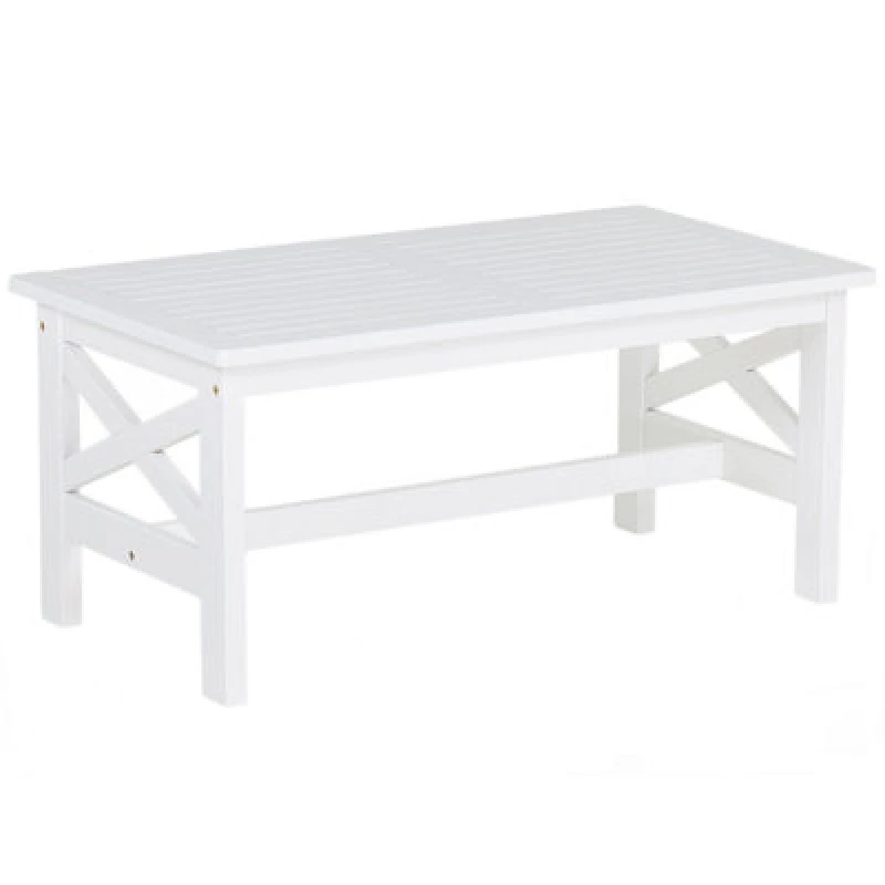 Image of Beliani Garden Dining Table Baltic 55cm 100 Cm Acacia Wood White