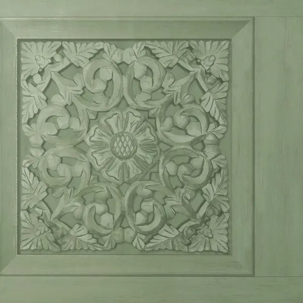 Image of FINE DECOR Carved Wood Panel Sage Green Wallpaper Modern Floral Contemporary - Fine Decor WL-FD43276