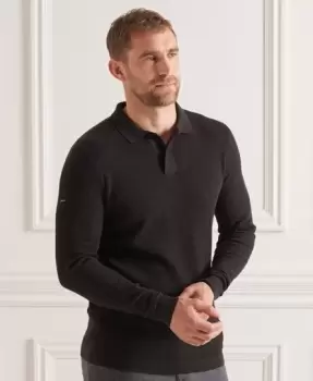 Image of Superdry Studios Long Sleeve Knitted Polo Shirt