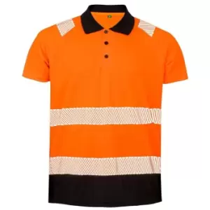 Image of Result Genuine Recycled Mens Safety Polo Shirt (L-XL) (Fluorescent Orange)
