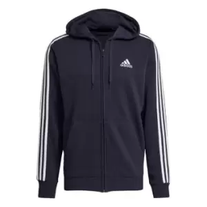 Image of adidas Essentials French Terry 3-Stripes Full-Zip Hoodie - Blue