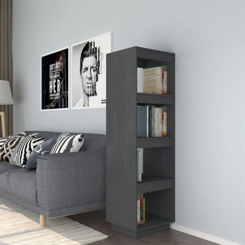 Image of VIDAXL Vidaxl - Book Cabinet/Room Divider Grey 40x35x135cm Solid Pinewood 8720286815823