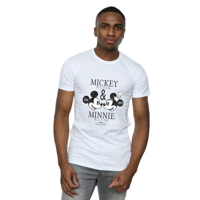 Image of Disney Men Mickey And Minnie Mouse Mousecrush Mondays T-Shirt in White Size: Small White S Male 5057864536942