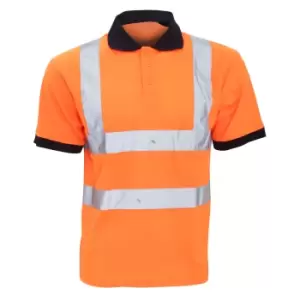 Image of Yoko Hi-Vis Short Sleeve Polo Shirt / Mens Workwear (2XL) (Hi Vis Orange)