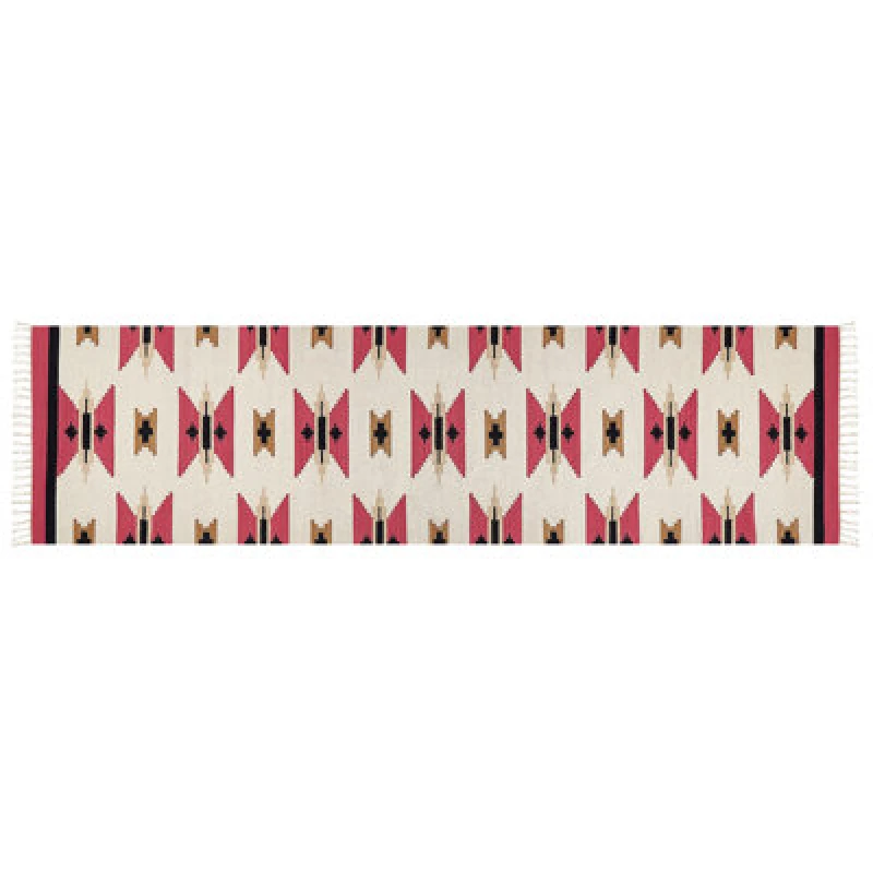 Image of Beliani Rug Garni Multicolour 80 X 300 Cm Cotton Kilim