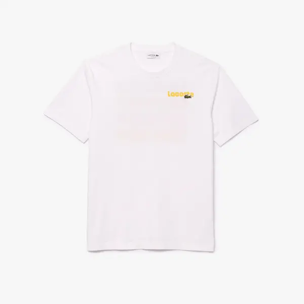 Image of Cotton Jersey T-Shirt with Logo on Back and Crew Neck