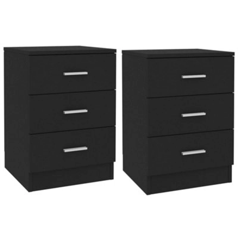 Image of Bedside Cabinets 2 pcs Black 38x35x56cm Chipboard