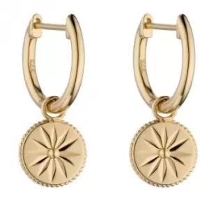 Image of Wellness Symbol Assembled Yellow Gold Hoop Earrings GE2389