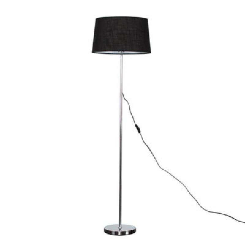 Image of ValueLights Charlie Silver Floor Lamp Black Shade Black