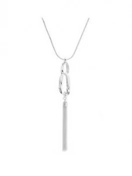 Image of Mood Silver Plated Satin Oval Link Long Pendant Necklace