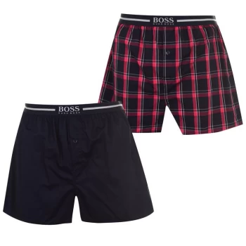 Image of Hugo Boss 2 Pack Woven Boxer Shorts Red/Navy Size L Men