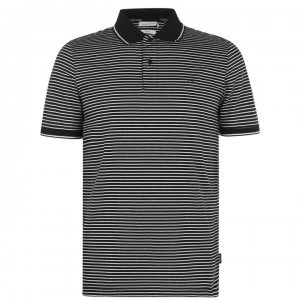 Image of Calvin Klein Slim Fit Striped Polo Shirt - Black/White