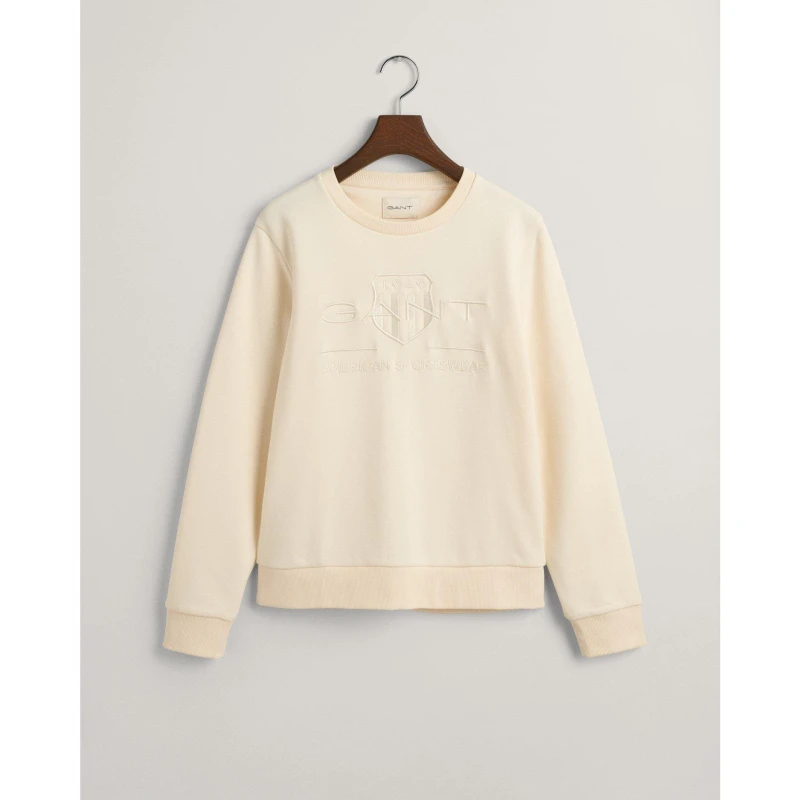 Image of Gant Tonal Archive Shield Sweatshirt - Cream Cream 8