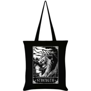 Image of Deadly Tarot Strength Tote Bag (One Size) (Black/White) - Black/White