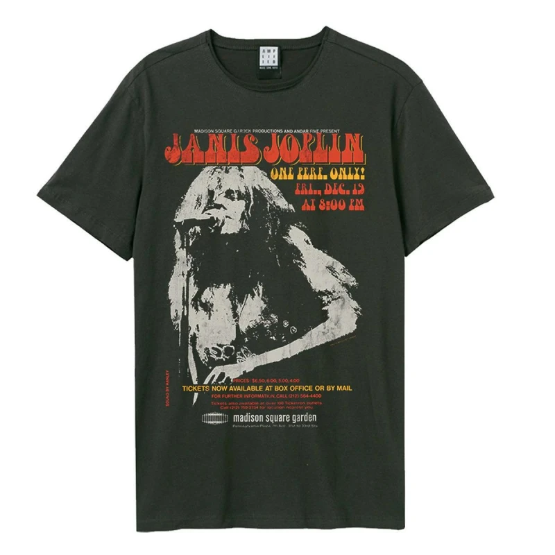 Image of Amplified Amplified Men Madison Square Janis Joplin T-Shirt in Charcoal Size: Small Charcoal S Male 5063470364596