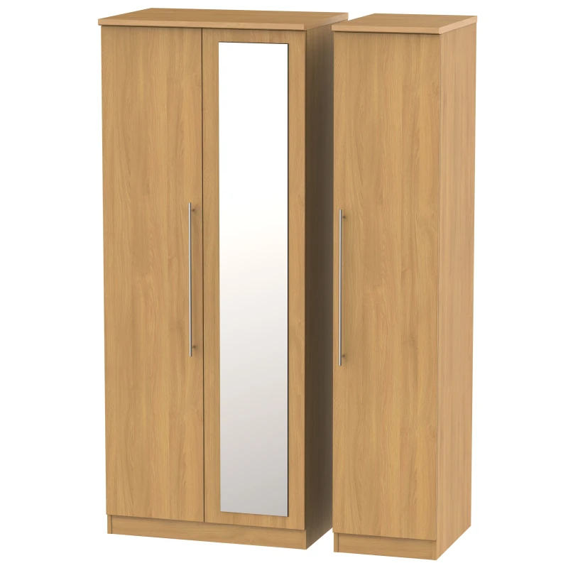 Image of Ready Assembled 2 U Carlton Triple Mirror Wardrobe (Ready Assembled) in Natural Size: Large Natural Unisex Large