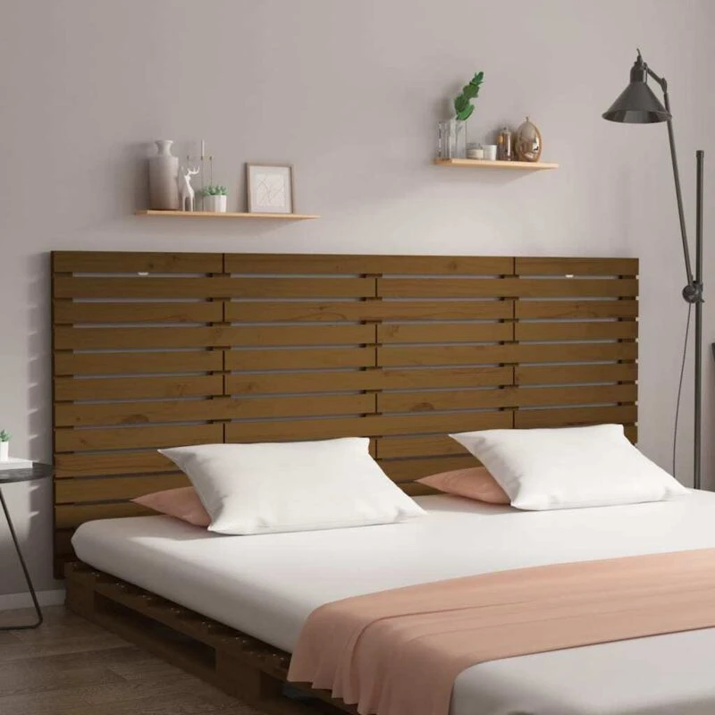 Image of Vidaxl Wall Headboard Honey Brown 166X3X91.5cm Solid Wood Pine, Brown 824701