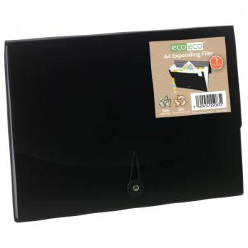 Image of Eco Eco 50% Recycled Expanding File 7 Part A4 Black eco083-S