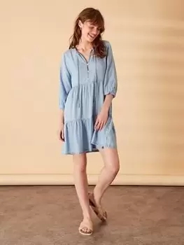 Image of Accessorize Chambray Midi Dress - Blue Size M Women