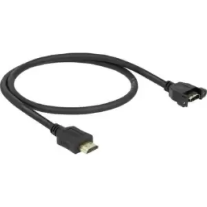 Image of Delock HDMI Cable extension HDMI-A plug, HDMI-A socket 0.50 m Black 85463 High Speed HDMI with Ethernet, gold plated connectors HDMI cable