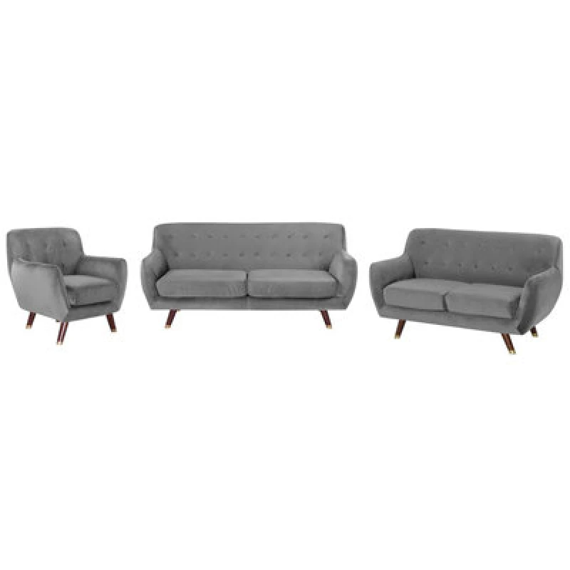 Image of Beliani Living Room Set 6 Seater Bodo Velvet Grey