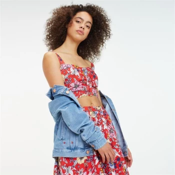 Image of Tommy Jeans Floral Crop Top - Floral/Flame695